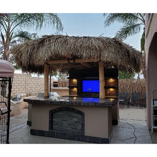 Outdoor Kitchen Palapa with Built-In BBQ Grill T.V.