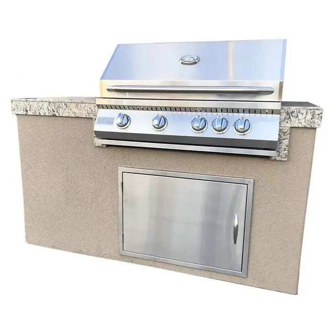 The 5’ Maldives BBQ Island with Built In 4 Burner BBQ Grill 