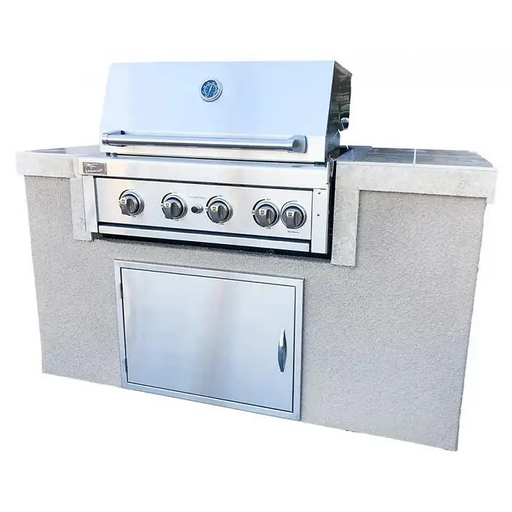 The Cayman 5’ BBQ Island with 4 Burner Built In BBQ Grill - 
