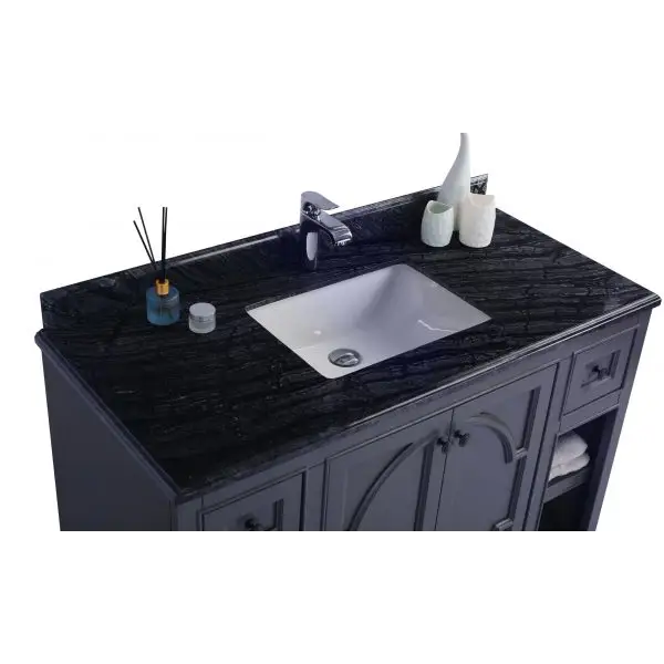 Odyssey 48 Maple Grey Bathroom Vanity with Black Wood Marble