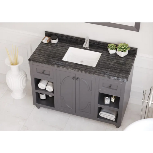 Odyssey 48 Maple Grey Bathroom Vanity with Black Wood Marble