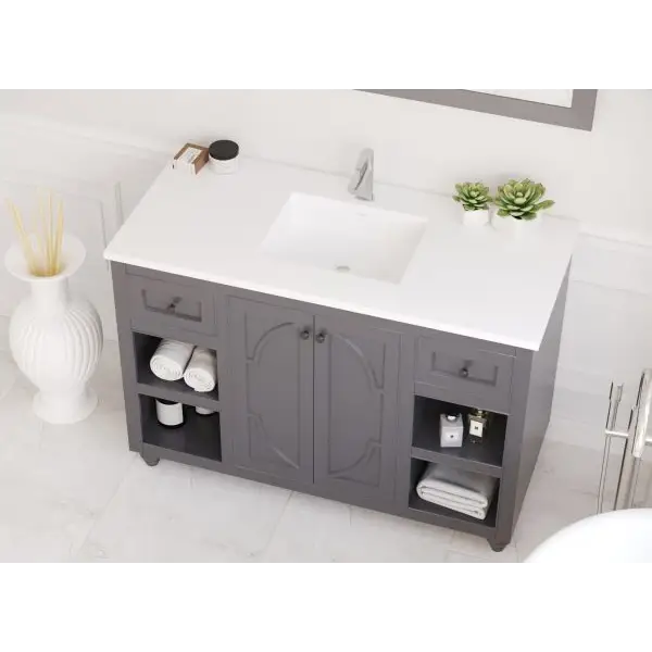 Odyssey 48 Maple Grey Bathroom Vanity with White Carrara 