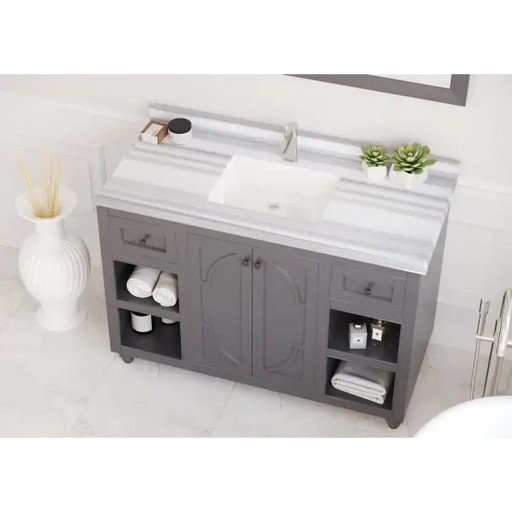 Odyssey 48 Maple Grey Bathroom Vanity with White Stripes 