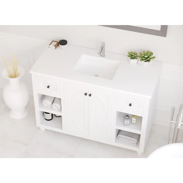 Odyssey 48 White Bathroom Vanity with Matte White VIVA Stone