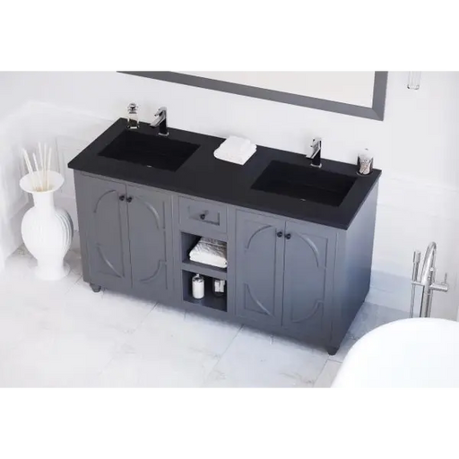Odyssey 60 Maple Grey Double Sink Bathroom Vanity with Matte