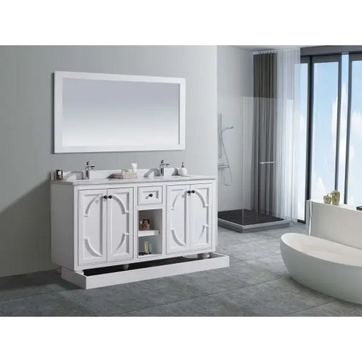 Odyssey 60 White Double Sink Bathroom Vanity with White 