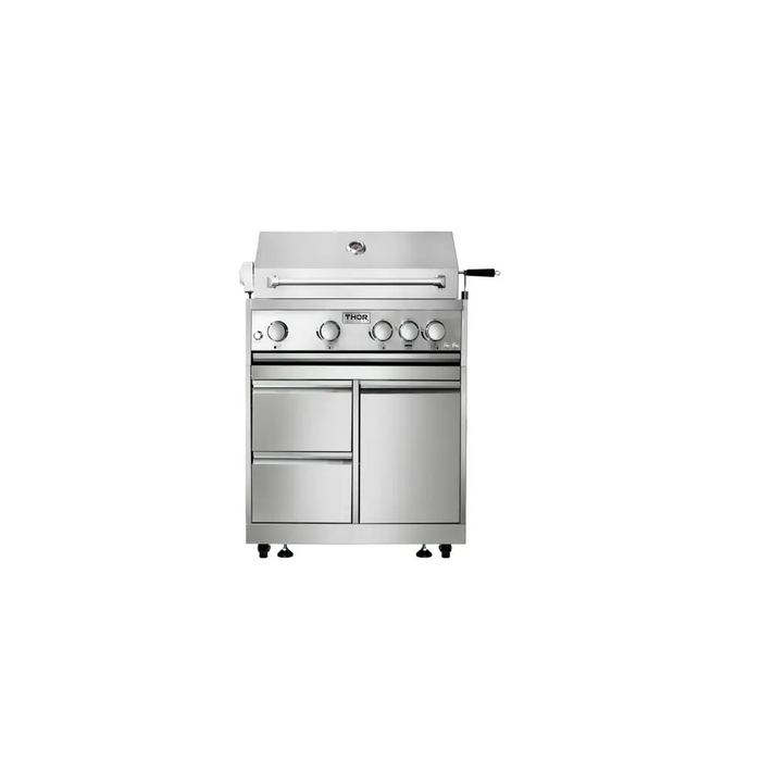 32 Inch 4-Burner Gas BBQ Grill with Rotisserie in Stainless