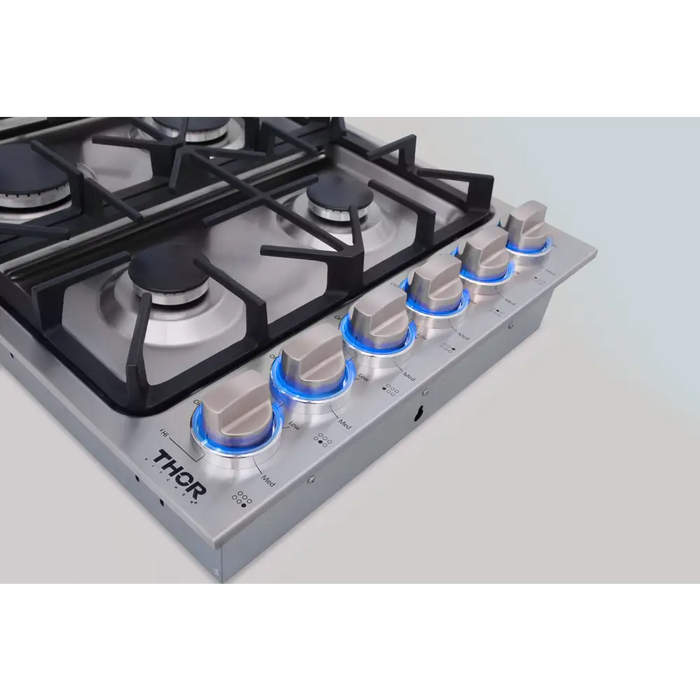 36 Inch Professional Drop-In Gas Cooktop with Six Burners in