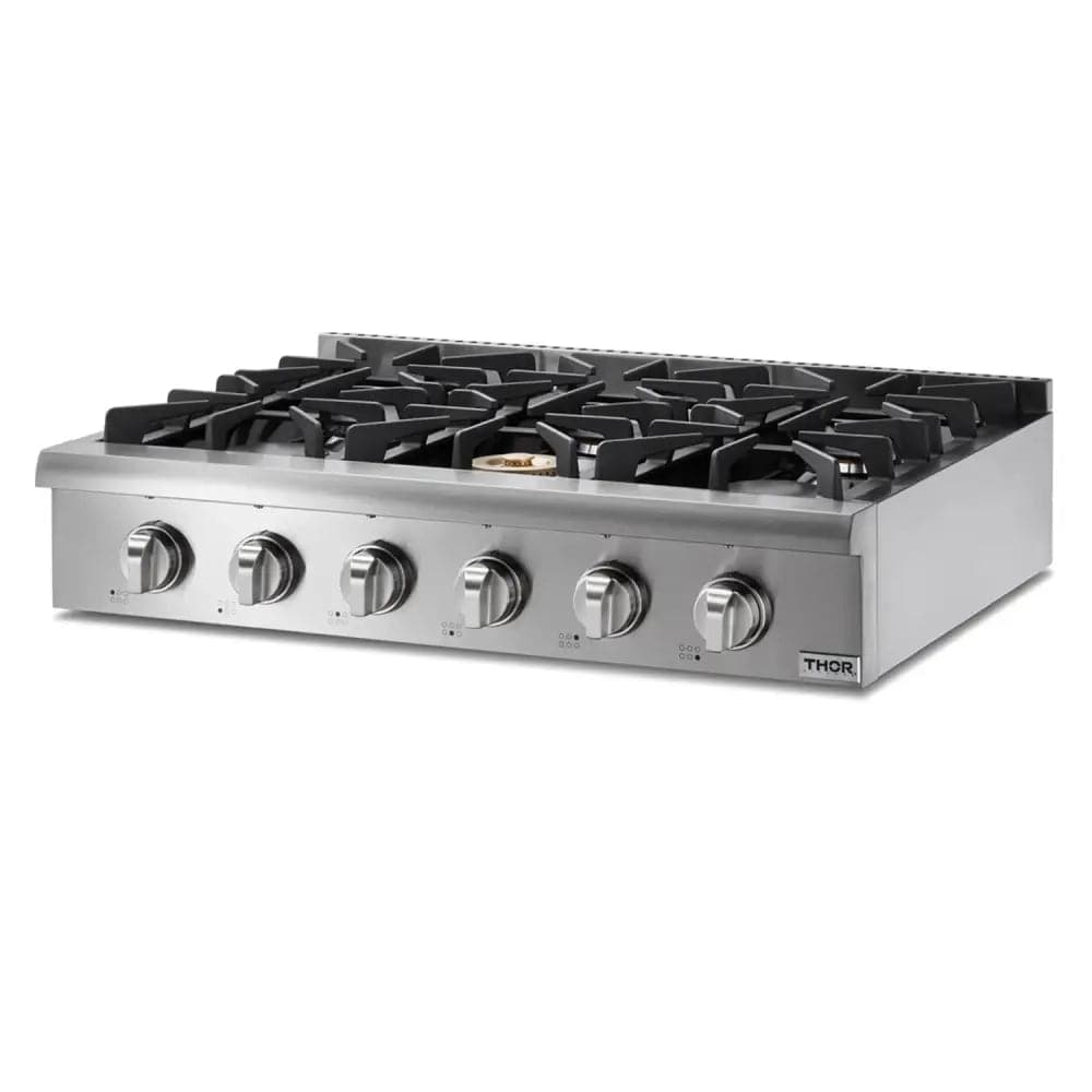 36 Inch Professional Drop-In Gas Cooktop with Six Burners in Stainless  Steel - THOR Kitchen
