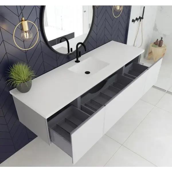 Vitri 36 Cloud White Bathroom Vanity with VIVA Stone Matte