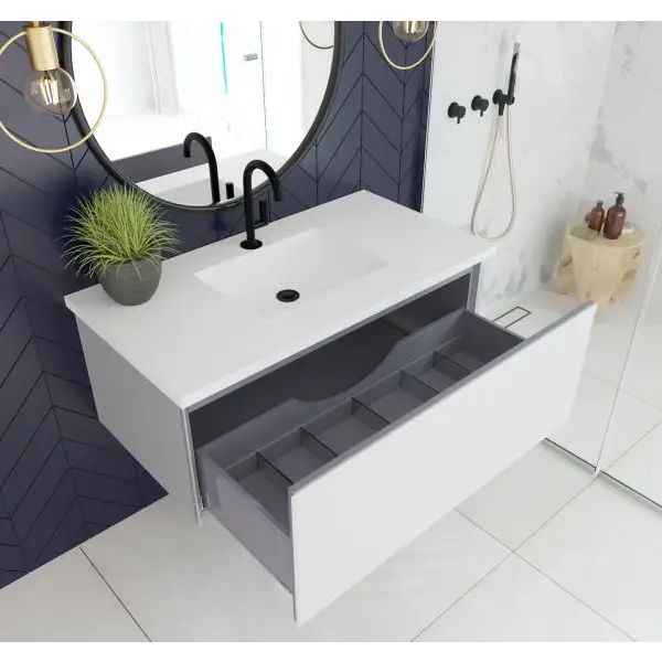 Vitri 42 Cloud White Bathroom Vanity with VIVA Stone Matte 