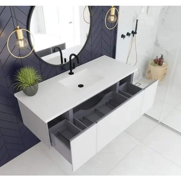 Vitri 54 Cloud White Bathroom Vanity with VIVA Stone Matte 