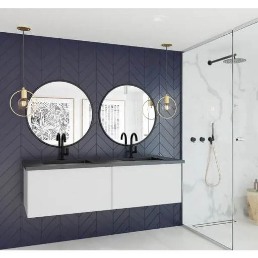 Vitri 60 Cloud White Double Sink Bathroom Vanity with VIVA 