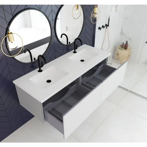 Vitri 60 Cloud White Double Sink Bathroom Vanity with VIVA 