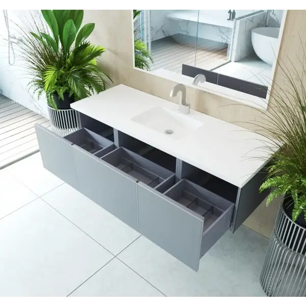Vitri 60 Fossil Grey Single Sink Bathroom Vanity with VIVA 