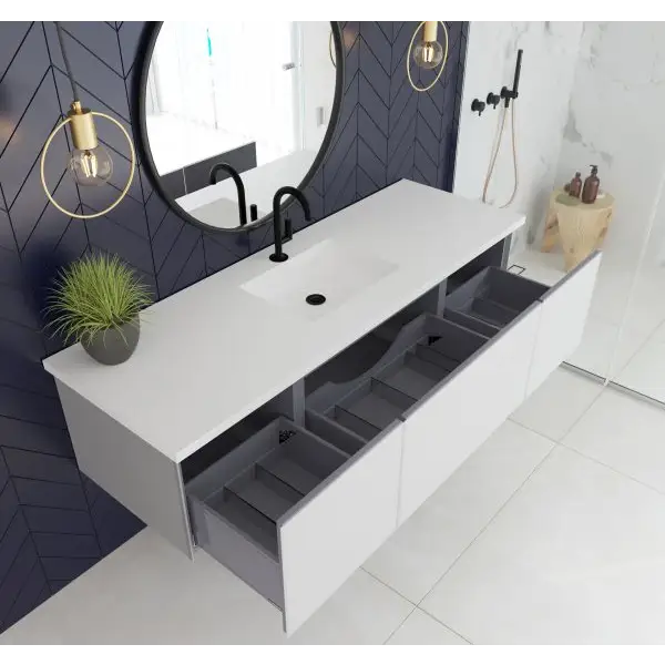 Vitri 66 Cloud White Single Sink Bathroom Vanity with VIVA 