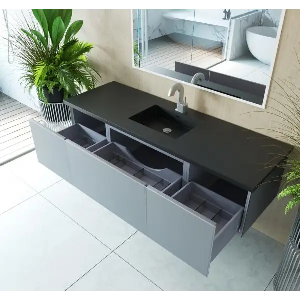 Vitri 66 Fossil Grey Single Sink Bathroom Vanity with VIVA 