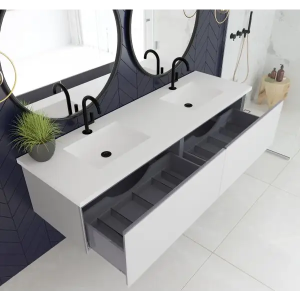 Vitri 72 Cloud White Double Sink Bathroom Vanity with VIVA 