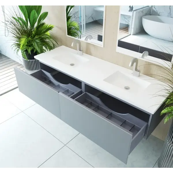 Vitri 72 Fossil Grey Double Sink Bathroom Vanity with VIVA 