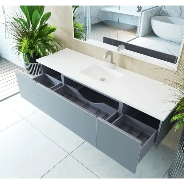 Vitri 72 Fossil Grey Single Sink Bathroom Vanity with VIVA 