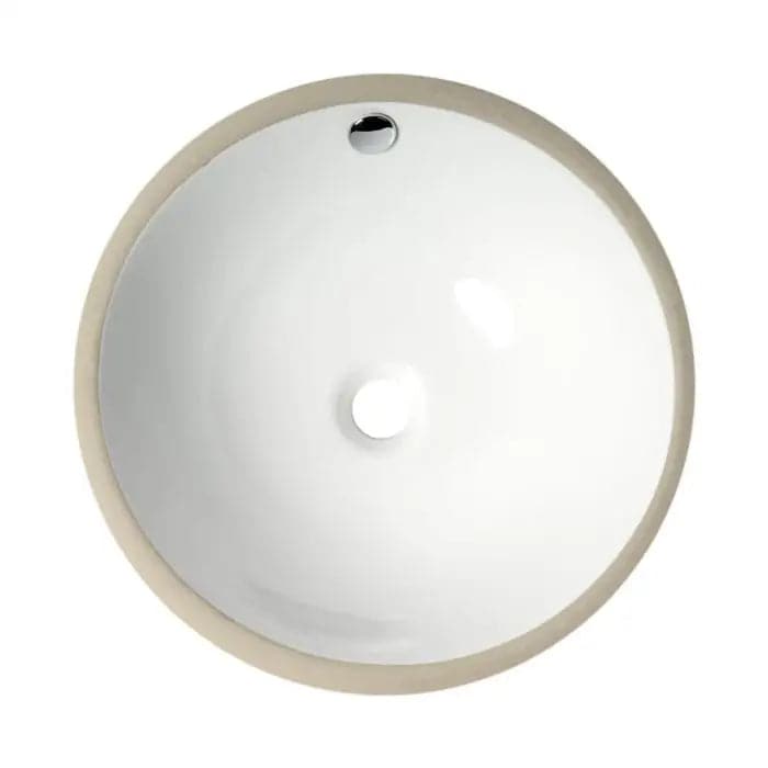 White 17 Round Undermount Ceramic Sink - Bathroom Products