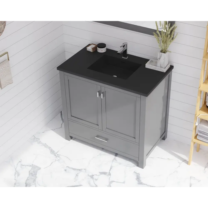 Wilson 36 Grey Bathroom Vanity with Matte Black VIVA Stone 