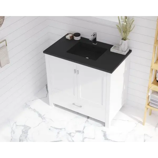 Wilson 36 White Bathroom Vanity with Matte Black VIVA Stone 