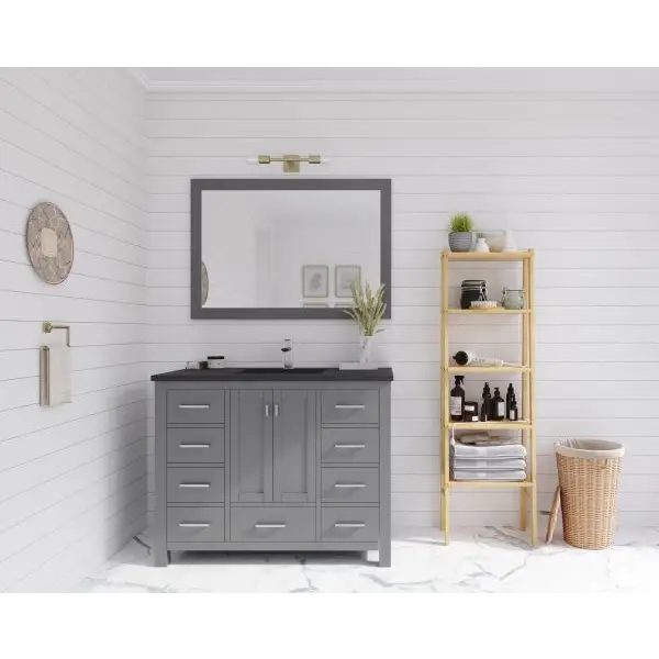 Wilson 42 Grey Bathroom Vanity with Matte Black VIVA Stone