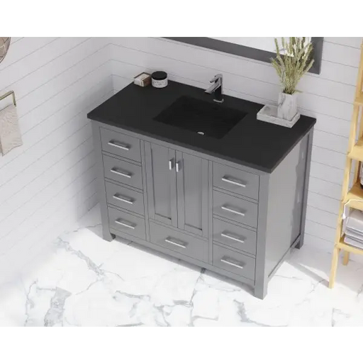 Wilson 42 Grey Bathroom Vanity with Matte Black VIVA Stone