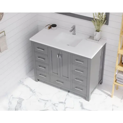 Wilson 42 Grey Bathroom Vanity with Matte White VIVA Stone