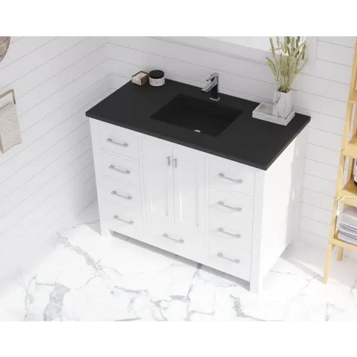 Wilson 42 White Bathroom Vanity with Matte Black VIVA Stone