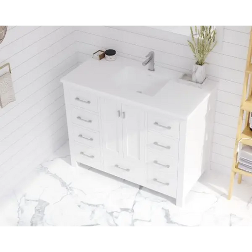 Wilson 42 White Bathroom Vanity with Matte White VIVA Stone