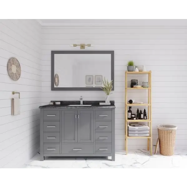 Wilson 48 Grey Bathroom Vanity with Black Wood Marble 