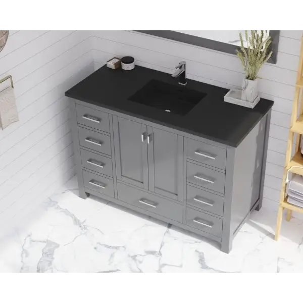 Wilson 48 Grey Bathroom Vanity with Matte Black VIVA Stone