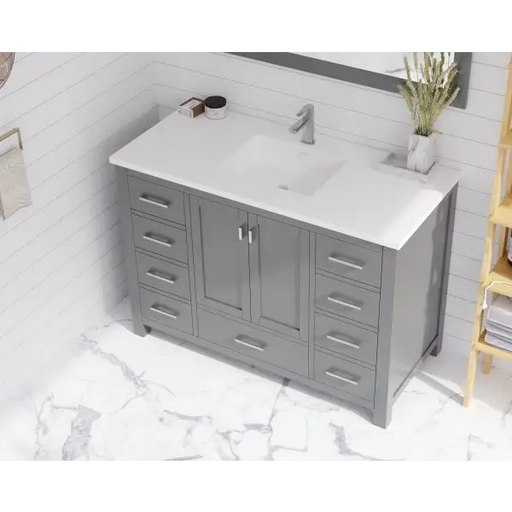 Wilson 48 Grey Bathroom Vanity with Matte White VIVA Stone
