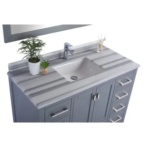 Wilson 48 Grey Bathroom Vanity with White Stripes Marble