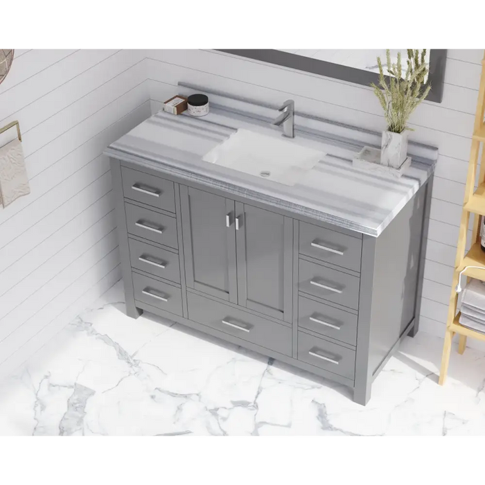 Wilson 48 Grey Bathroom Vanity with White Stripes Marble