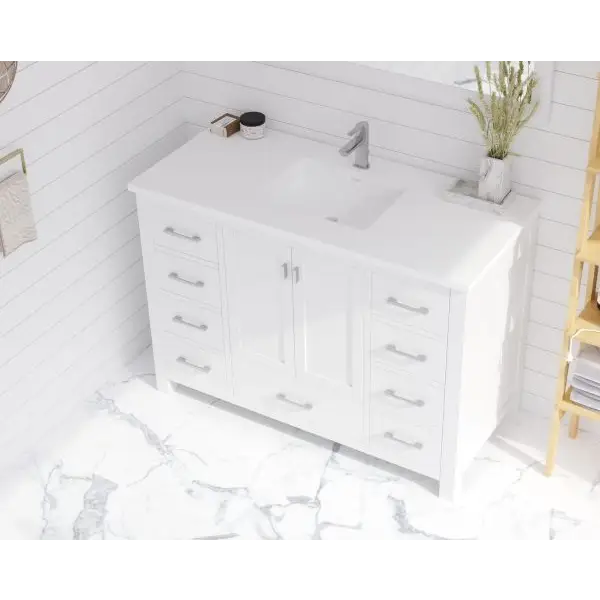 Wilson 48 White Bathroom Vanity with Matte White VIVA Stone 