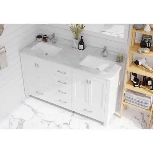 Wilson 60 White Double Sink Bathroom Vanity with White 