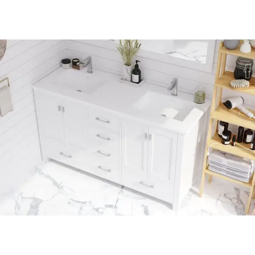 Wilson 60 White Double Sink Bathroom Vanity with Matte White