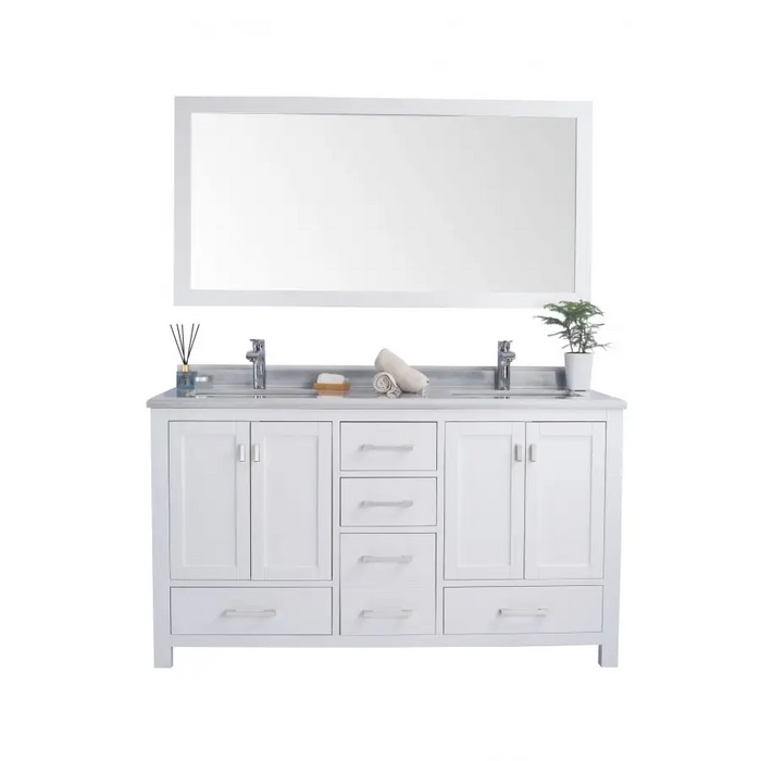Wilson 60 White Double Sink Bathroom Vanity with White 