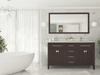 Wimbledon 60 Brown Double Sink Bathroom Vanity with White