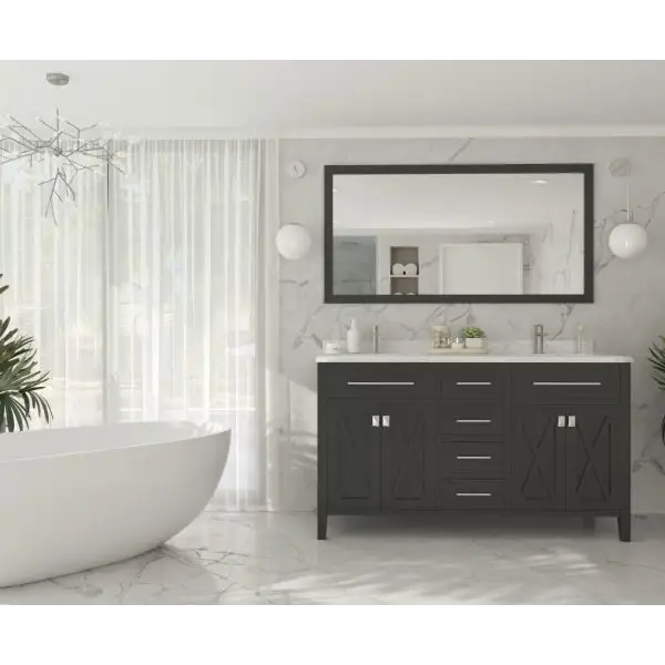 Wimbledon 60 Espresso Double Sink Bathroom Vanity with White