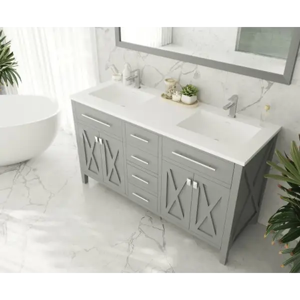 Wimbledon 60 Grey Double Sink Bathroom Vanity with Matte