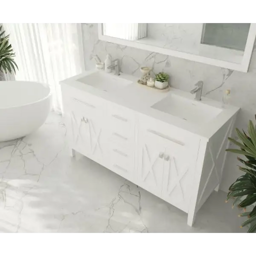 Wimbledon 60 White Double Sink Bathroom Vanity with Matte
