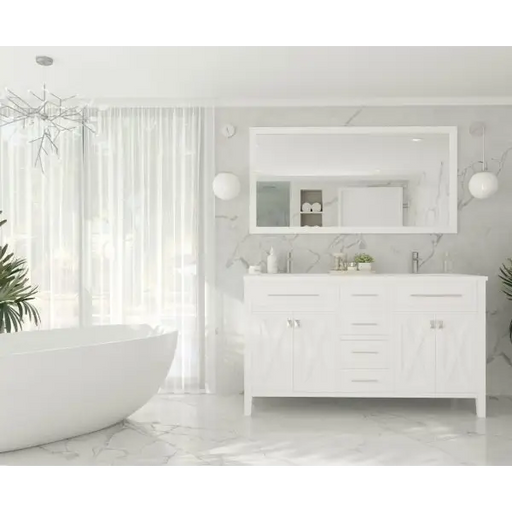 Wimbledon 60 White Double Sink Bathroom Vanity with Matte