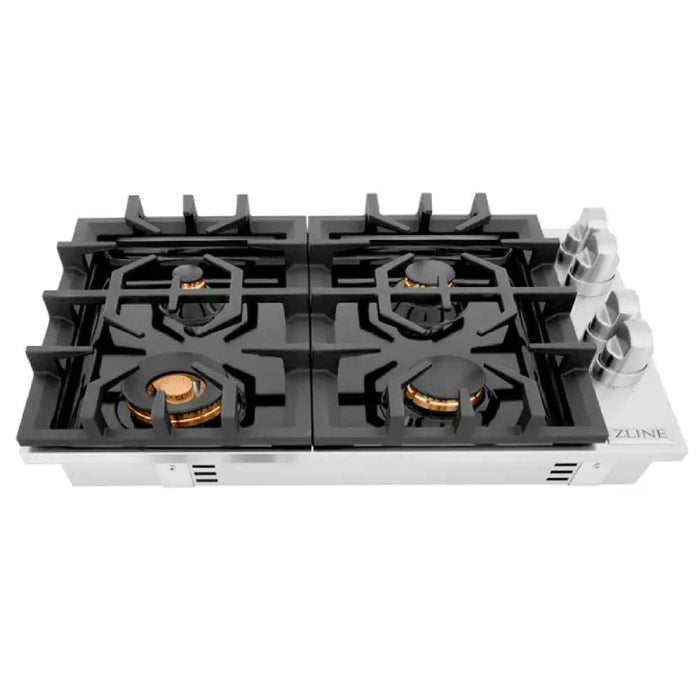 30 in. Dropin Cooktop with 4 Gas Burners and Black Porcelain