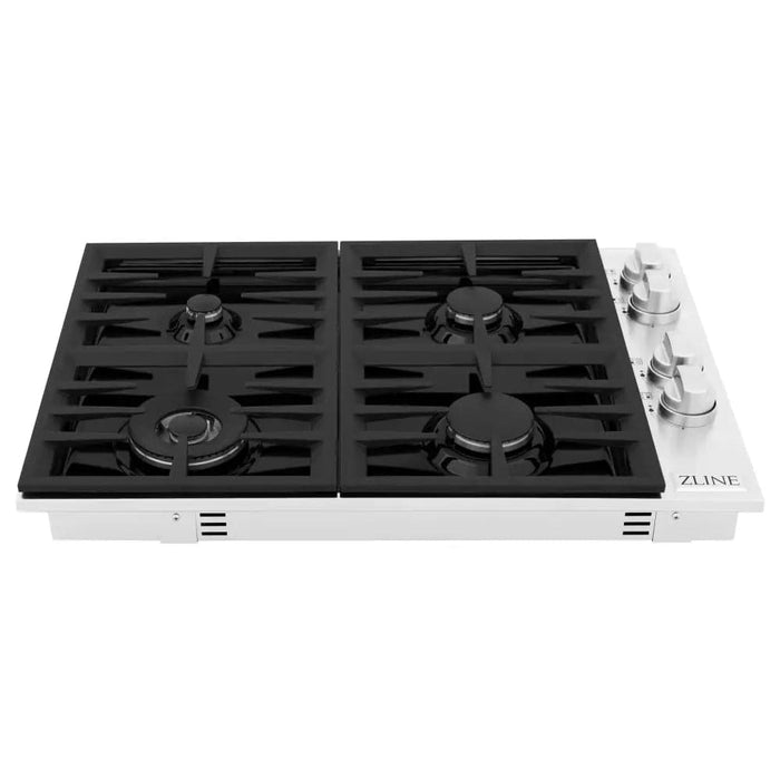 30 Dropin Gas Stovetop with 4 Gas Brass Burners and Black