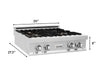 30 Porcelain Gas Stovetop with 4 Gas Burners (RT30) -