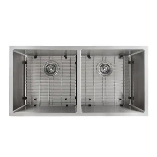 36 Anton Undermount Double Bowl Kitchen Sink with Bottom